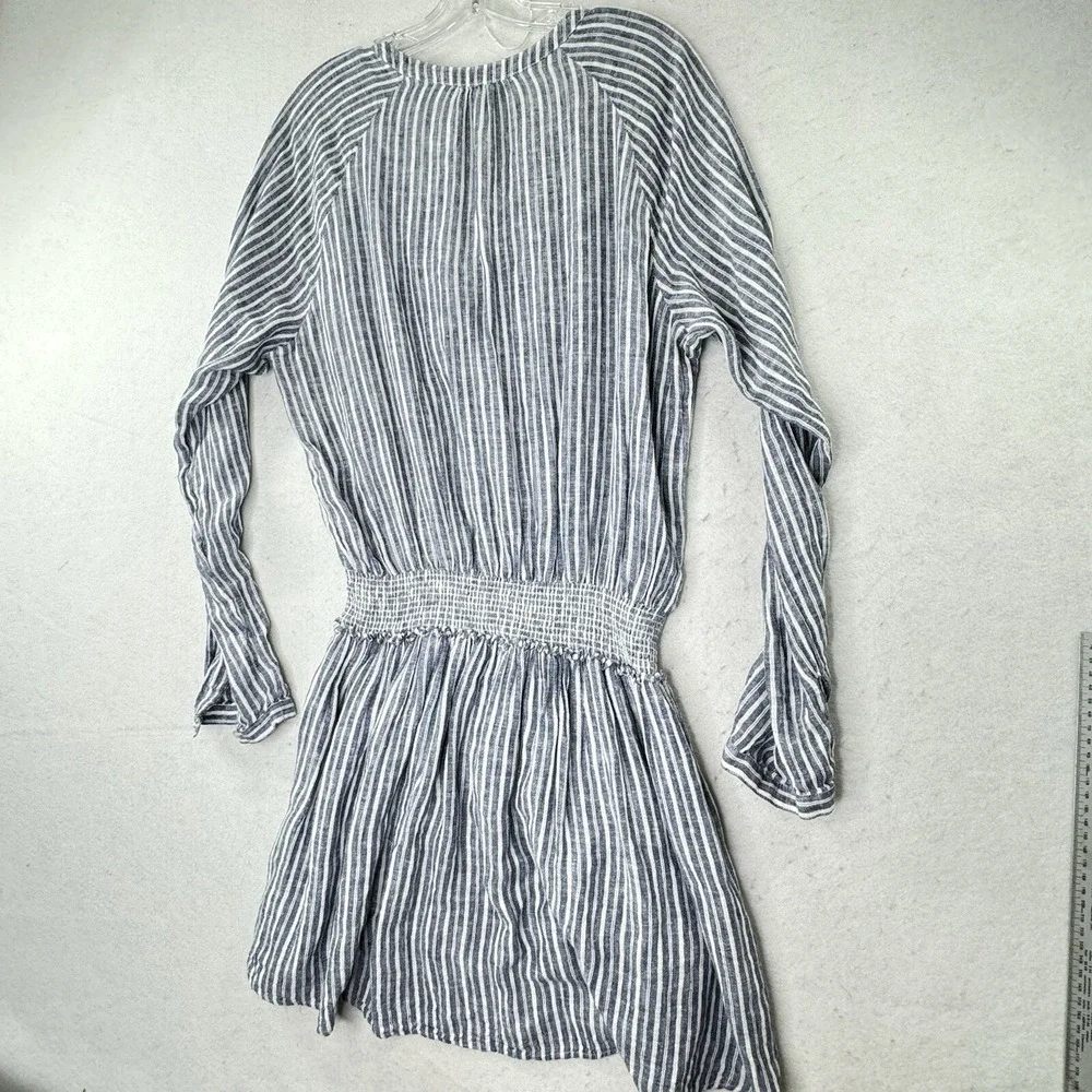 Rails Jasmine Linen‎ Mini Dress Womens Size XL Striped Empire Waist Boho LS - Picture 7 of 12